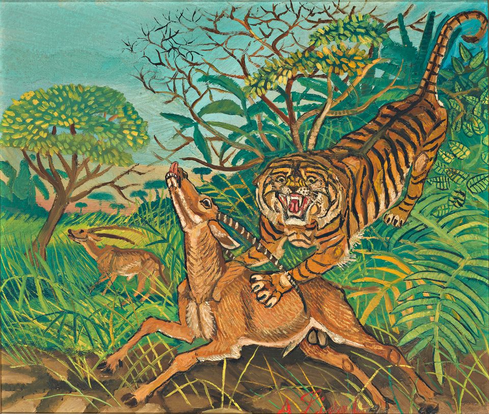 Antonio Ligabue, Tigre e gazzella, 1950